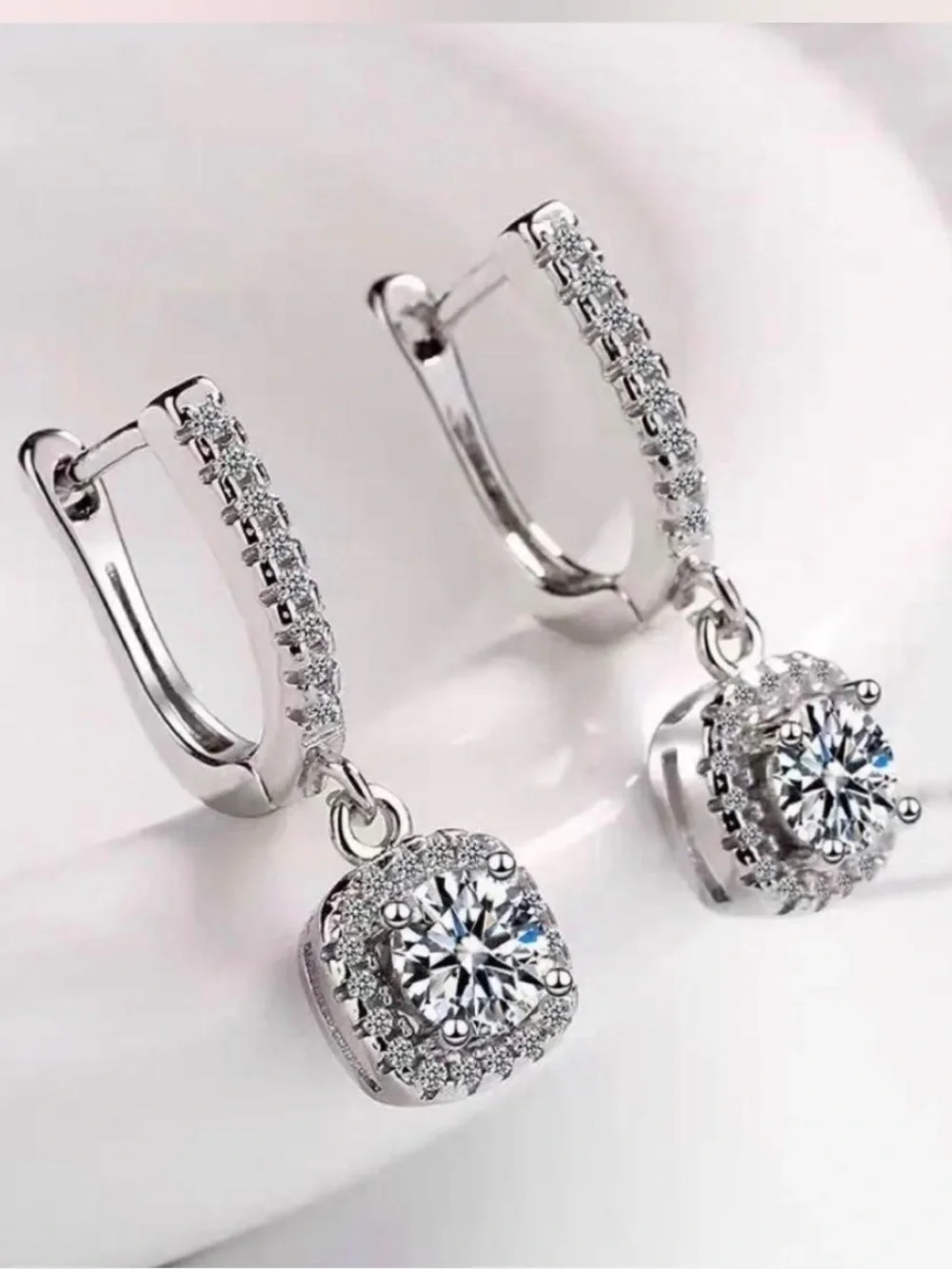 Silver tone Drop Earrings - Elegant Sparkle